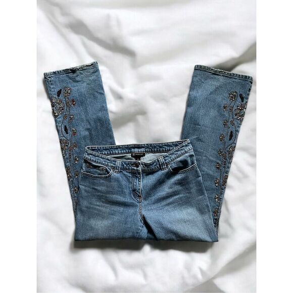 Vintage INC Women’s Size 12 Embellished Whimsical Fairy Flared Jeans Stretch - Picture 2 of 11